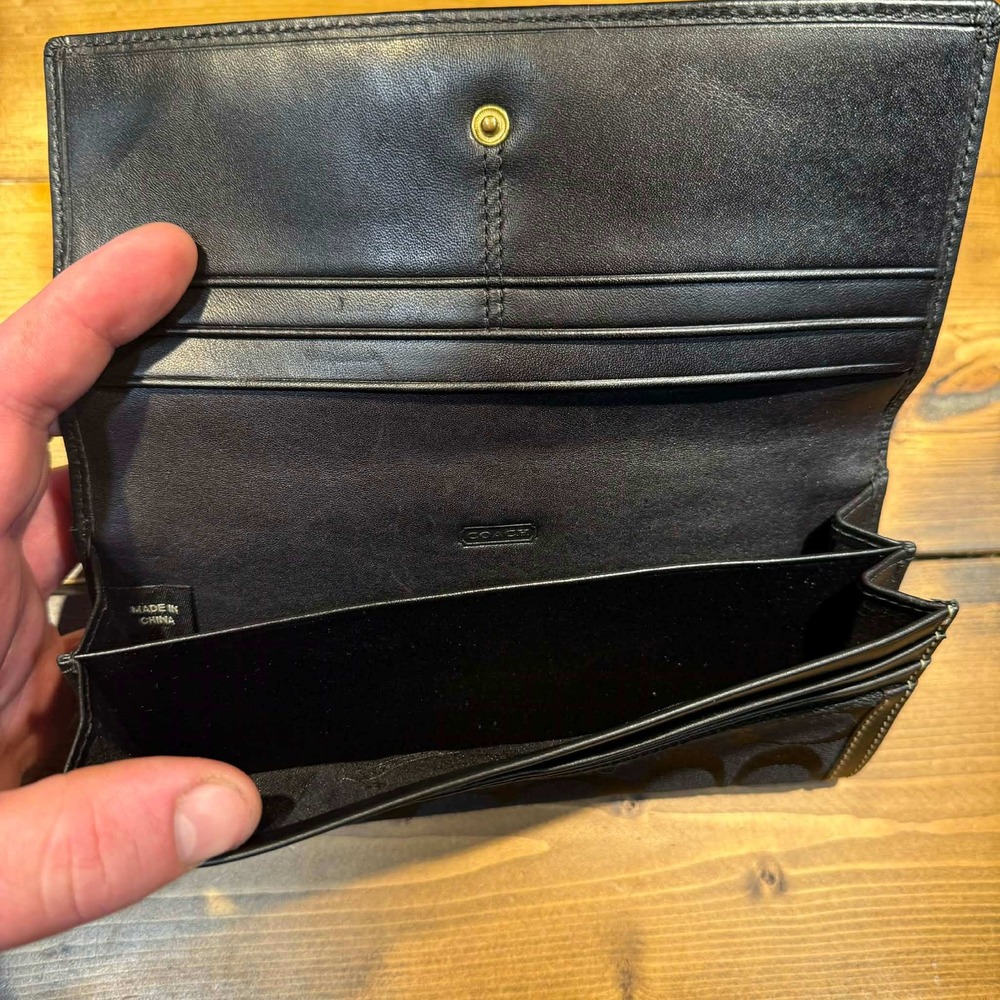 NWT! Vintage Coach Hampton Signature Framed Slim Envelope Kiss Lock Wallet Y2K - Picture 3 of 6